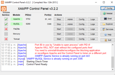 xampp apache error entry point not found