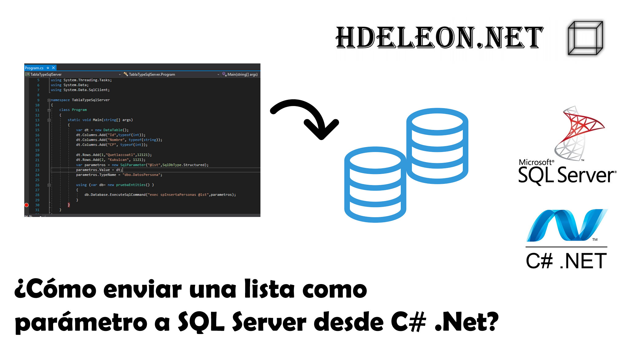 ¿Cómo enviar una lista como parámetro a SQL Server desde C# .Net?, Entity Framework