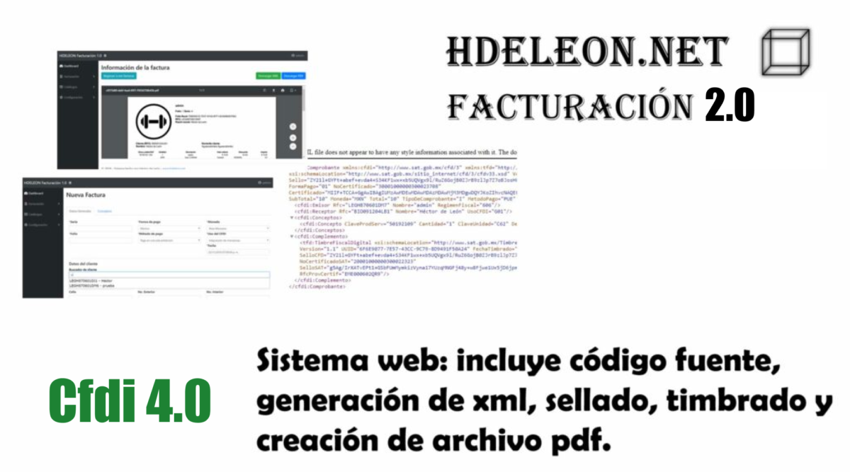 Código fuente sistema web facturación electrónica México cfdi 4.0, C# .Net y mysql