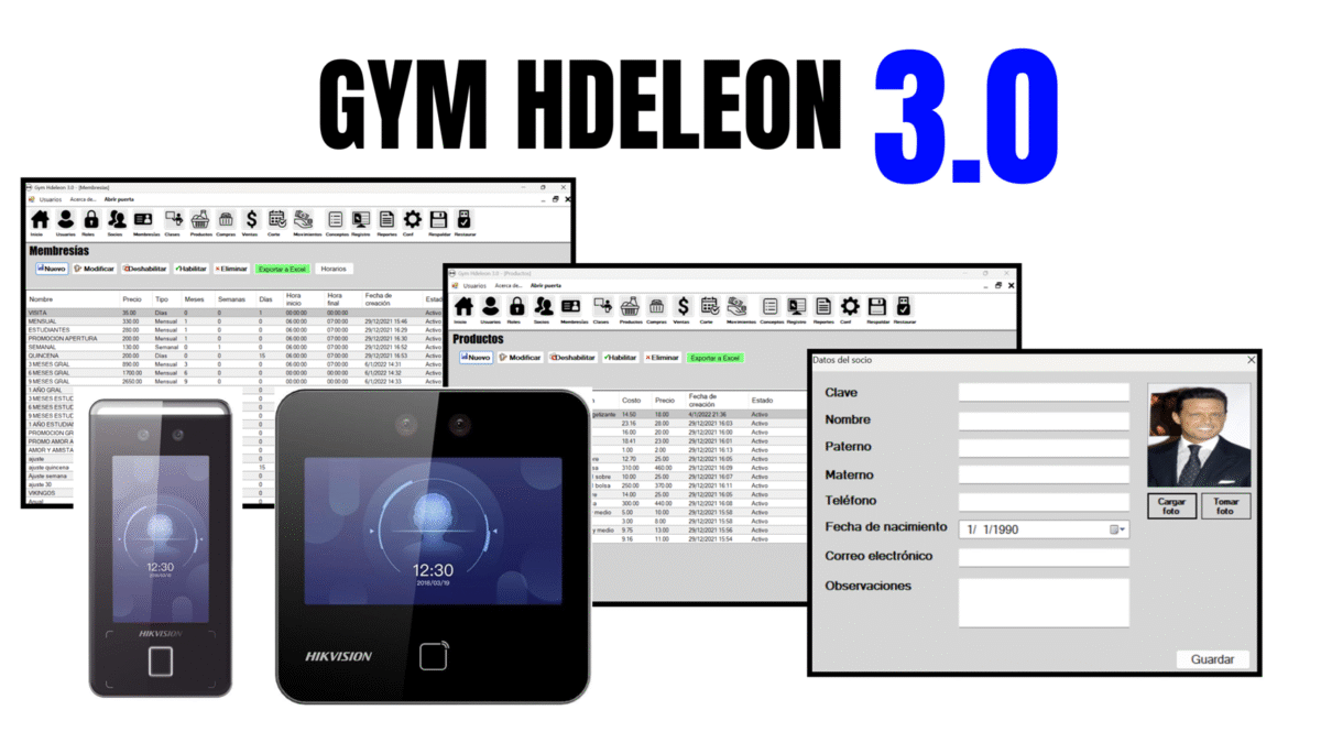 Software para gimnasio GYM HDELEON 3.0 – El mejor software para Gimnasio | Reconocimiento facial